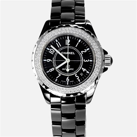 chanel j12 black watch with diamonds|authentic Chanel j12 watch.